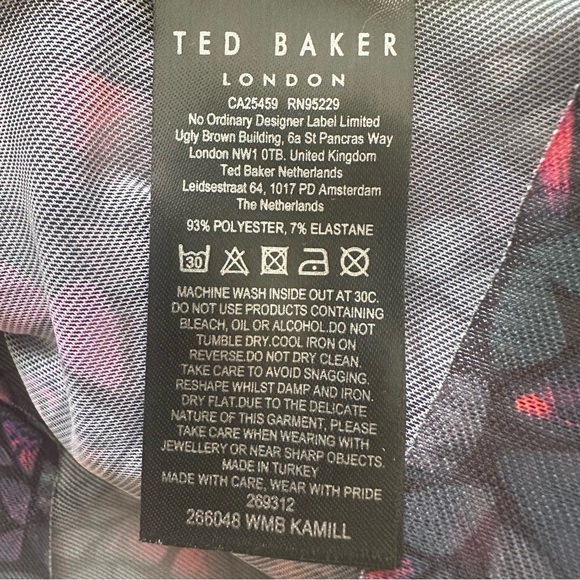 Ted Baker Top Kamill Printed Mesh Long Sleeve Butterfly Kaleidoscope Sz 8 - Picture 8 of 12